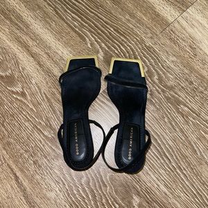 Good American Black and Gold Heels